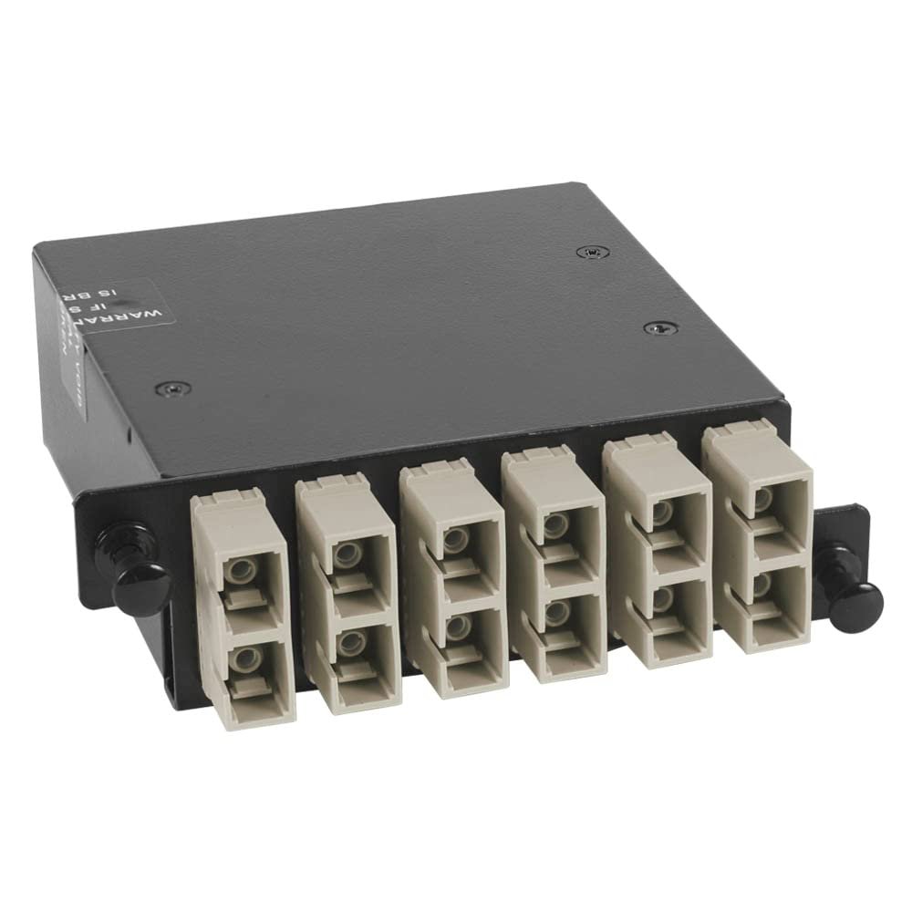 ICC SC MPO Fiber Optic Cassette, 12 Fiber OM2 Multimode, Beige SC Duplex Adapters, Staggered Push Pin Design Fiber Enclosures and Patch Panels