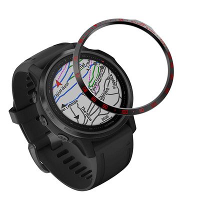 DKEnjoy Stainless Steel Bezel Ring Adhesive Cover Anti Scratch Dial Protector Compatible for Garmin Fenix 6S/Fenix 6S Pro/Fenix 6S Sapphire Smartwatch (A-Red)