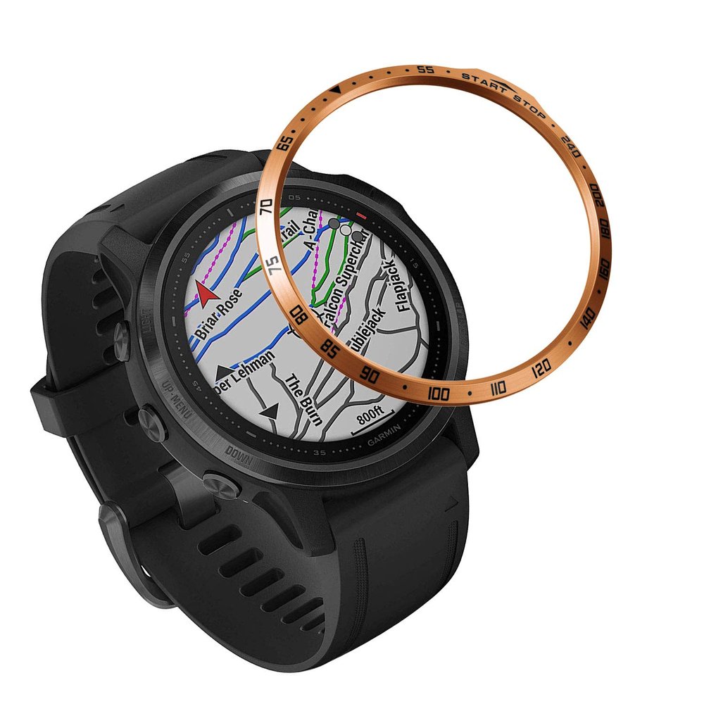 DKEnjoy Stainless Steel Bezel Ring Adhesive Cover Anti Scratch Dial Protector Compatible for Garmin Fenix 6S/Fenix 6S Pro/Fenix 6S Sapphire Smartwatch (A-Rose Gold)