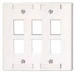 45-5657, Connector Accessories Multi Media Wall Plate Dual Gang Base 6 Port White (10 Items)