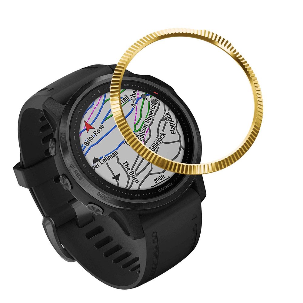 DKEnjoy Stainless Steel Bezel Ring Adhesive Cover Anti Scratch Dial Protector Compatible for Garmin Fenix 6S/Fenix 6S Pro/Fenix 6S Sapphire Smartwatch (B-Gold)