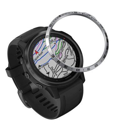 DKEnjoy Stainless Steel Bezel Ring Adhesive Cover Anti Scratch Dial Protector Compatible for Garmin Fenix 6S/Fenix 6S Pro/Fenix 6S Sapphire Smartwatch (A-Silver)