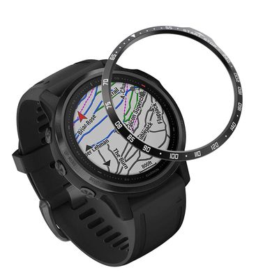 DKEnjoy Stainless Steel Bezel Ring Adhesive Cover Anti Scratch Dial Protector Compatible for Garmin Fenix 6S/Fenix 6S Pro/Fenix 6S Sapphire Smartwatch (A-Black)