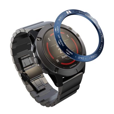 DKEnjoy Stainless Steel Bezel Ring Adhesive Cover Anti Scratch Dial Protector Compatible for Garmin Fenix 5X/Fenix 5X Plus Smartwatch (B-Blue)