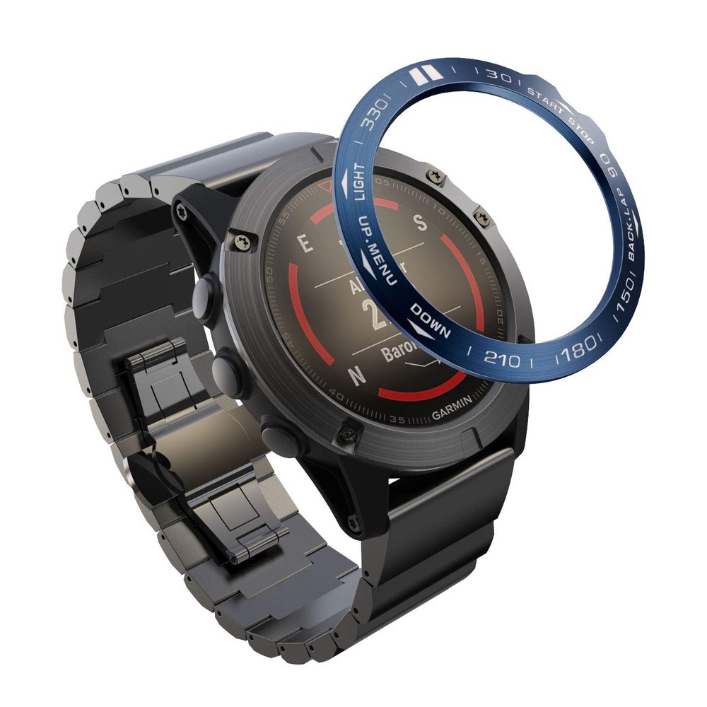 DKEnjoy Stainless Steel Bezel Ring Adhesive Cover Anti Scratch Dial Protector Compatible for Garmin Fenix 5X/Fenix 5X Plus Smartwatch (B-Blue)
