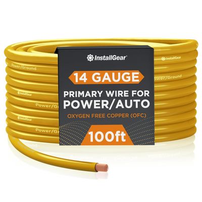 InstallGear 14 Gauge OFC Primary Remote Wire, 100-feet - Yellow - Speaker Cable for Car Speakers Stereos, Home Theater Speakers, Surround Sound, Radio, Automotive Wire, Outdoor - Speaker Wire 14 Gauge
