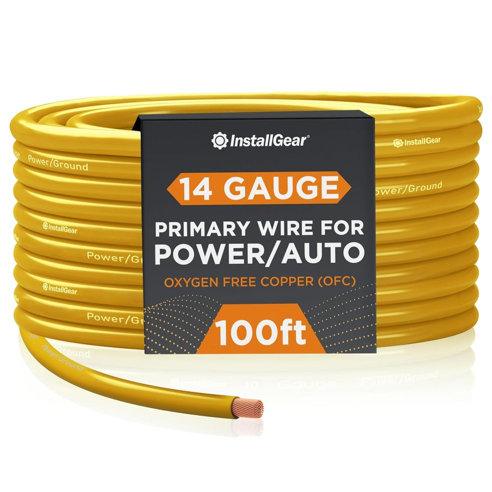 InstallGear 14 Gauge OFC Primary Remote Wire, 100-feet - Yellow - Speaker Cable for Car Speakers Stereos, Home Theater Speakers, Surround Sound, Radio, Automotive Wire, Outdoor - Speaker Wire 14 Gauge