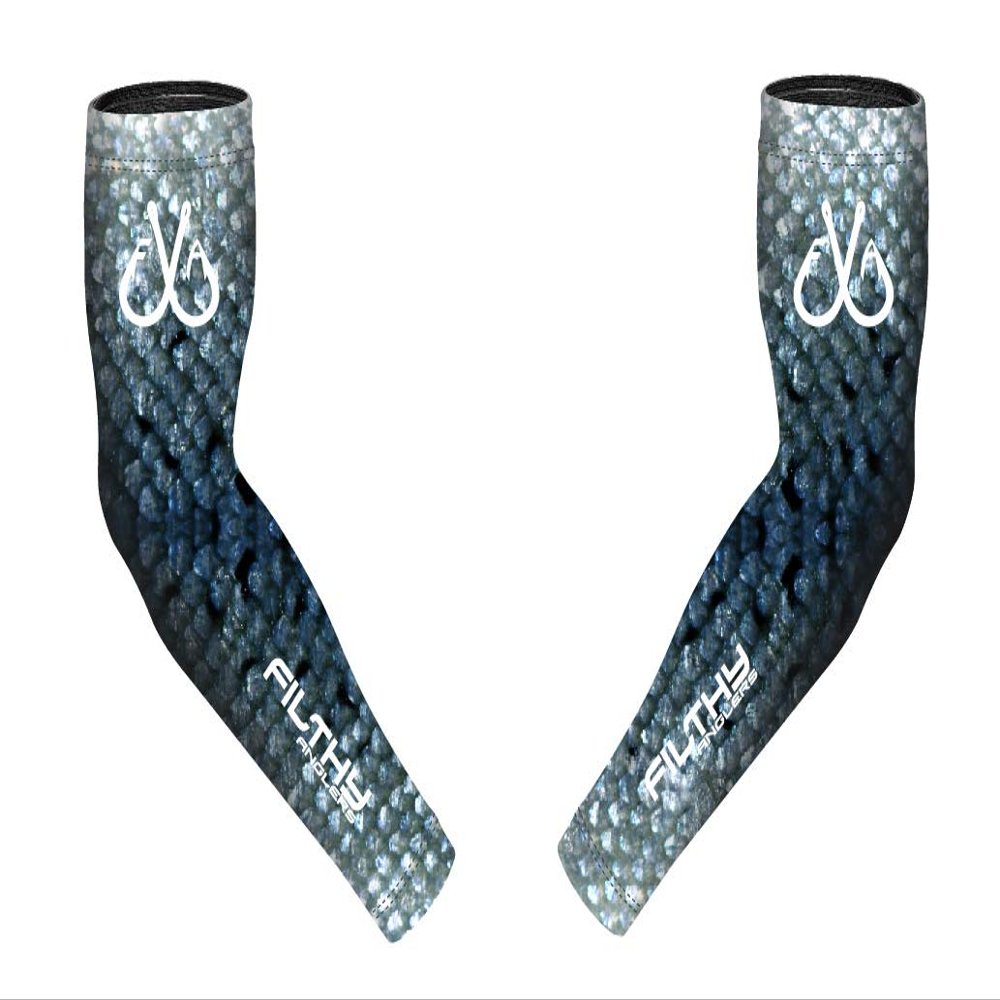 Filthy Anglers Fishing UV Sun Protection Sleeves UPF 50+ Arm Protection (S/M, Blue Scales)