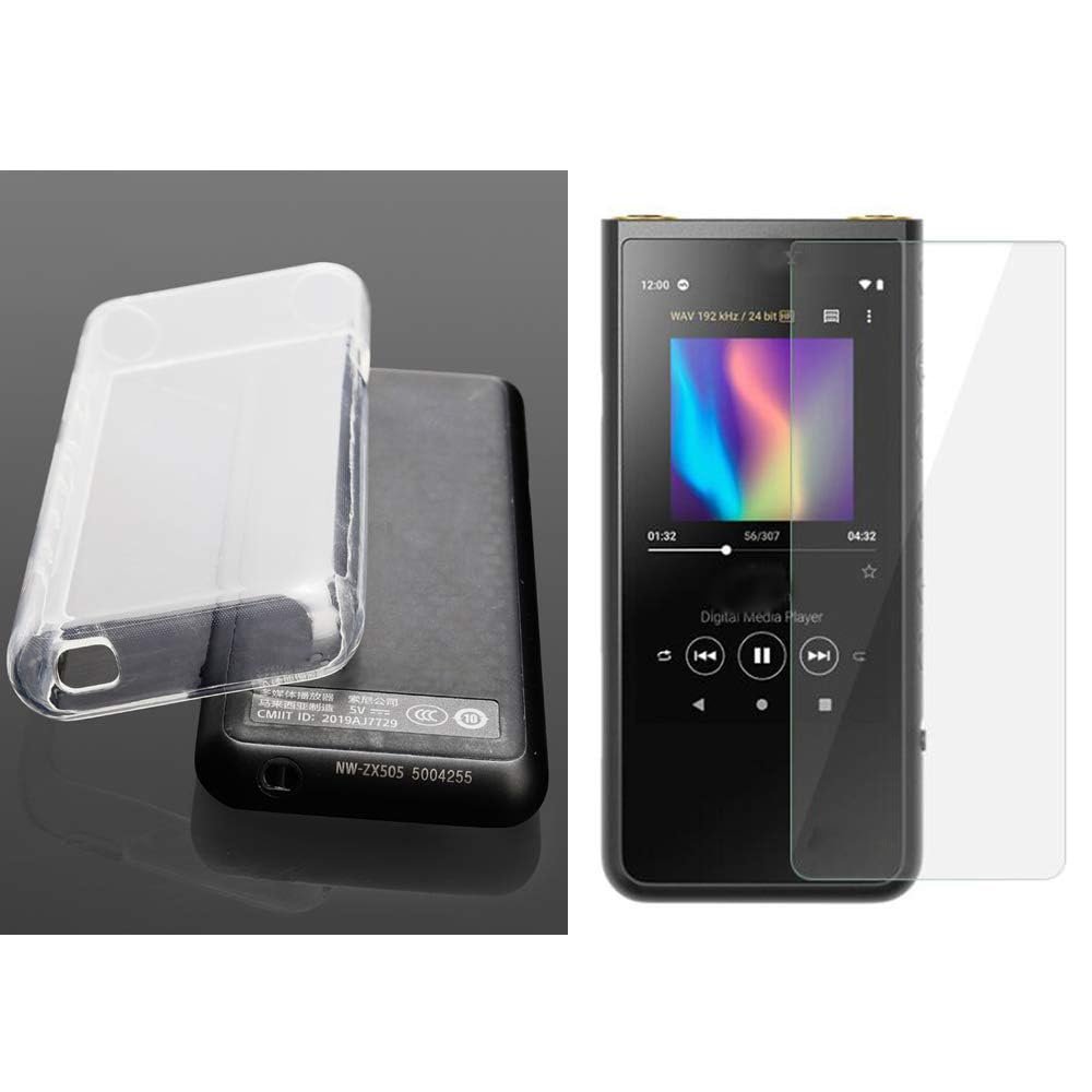 BestforYou for Sony Walkman ZX500 ZX505 ZX507 Case, Soft TPU Protective Skin Case Cover for Sony Walkman NW-ZX500 ZX505 ZX507 (with Glass, Clear)
