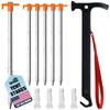 Eurmax USA Hiking Camping Tent Stakes and Hammer Set Lightweight Multi-Function Tent Hammer with Tent Stake Remover,Tent Pegs for Camping, Hiking, Backpacking, Gardening(Orange Stopper Stakes) view 1
