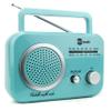 Radio Teal/Silver Premium Home Vintage Portable Retro Radio Classic AM/FM Radio with Built in Speakers + Headphone Jack view 1