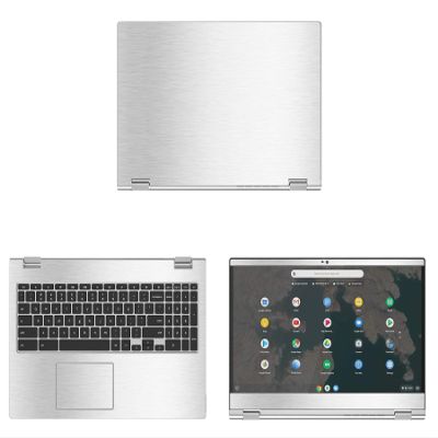 Decalrus - Protective Decal for Lenovo Chromebook C340-15 (15.6" Screen) Laptop Silver Texture Brushed Aluminum Skin case Cover wrap BAlenovoChrmbk15_C340Silver