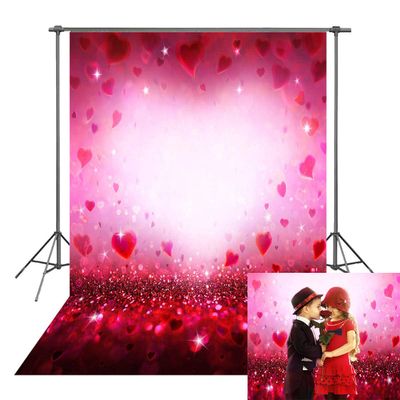 RUINI Valentine's Photography Backdrop Red Hearts Love Theme Shiny Sparkling Bokeh Party Decorations Banner (Not Glitter) 5x7FT