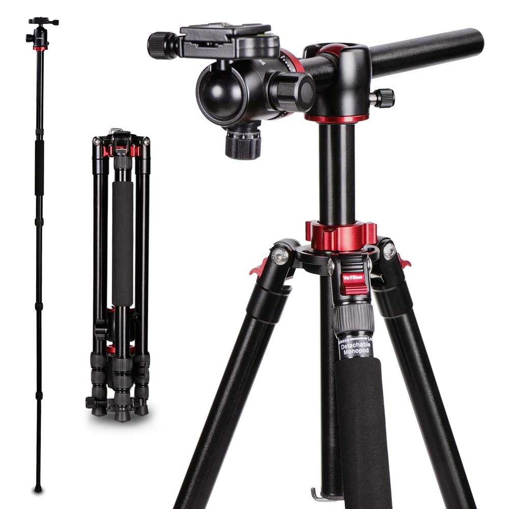 Camera Tripod, 76Professional Horizontal Aluminum Alloy Tripod for DSLR with 360 Degree Ball Head Quick Release Plate, Bubble Fluid Level,Handle and Bag Travel for Canon Sony DSLR Cameras