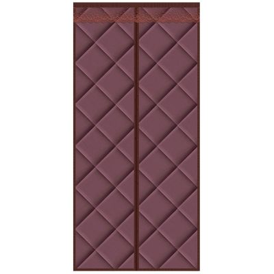 WUZMING-Thermal Insulated Door Curtain Thicken Cotton Magnetic Thermal Curtain Autumn and Winter Windshield Living Room Balcony Porch, 51 Sizes (Color : Brown, Size : 90220cm)