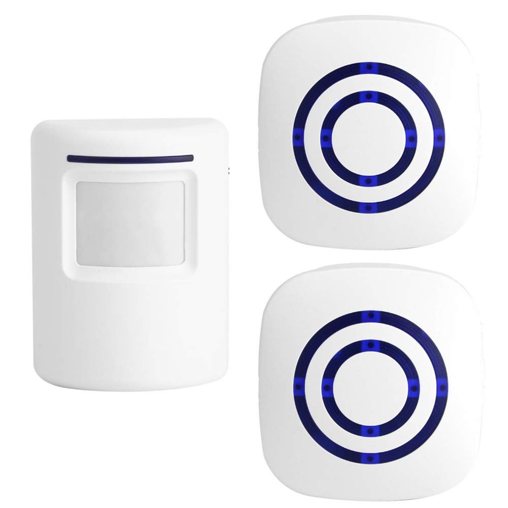 Actpe Motion Sensor Door Chime for Business, Outdoor Doorbell Kit Wireless Driveway Alert: Infrared Motion Sensor Chime with 2 Plug-in Receiver & 1 PIR Sensor Detector Alert
