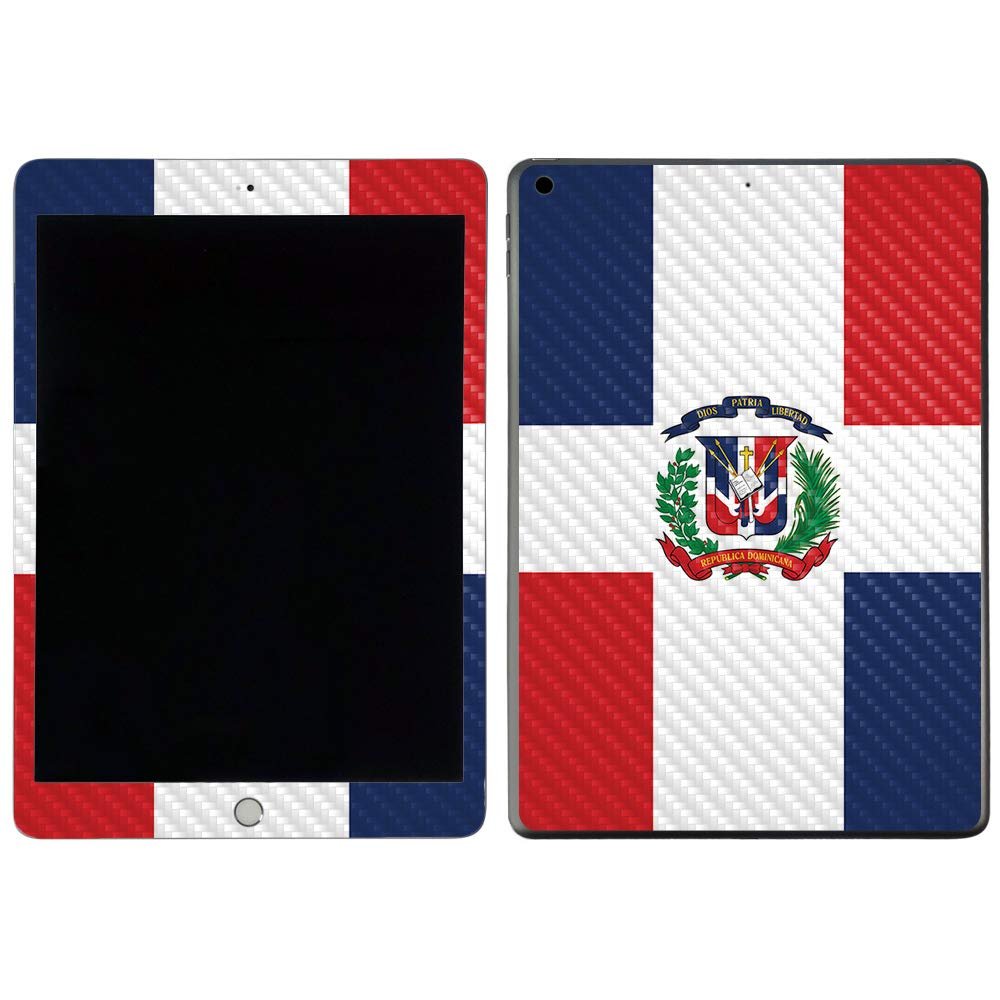 MightySkins Carbon Fiber Skin for Apple iPad 7th Gen. (10.2" 2019) - Dominican Flag | Protective, Durable Textured Carbon Fiber Finish | Easy to Apply, Remove, and Change Styles | Made in The USA
