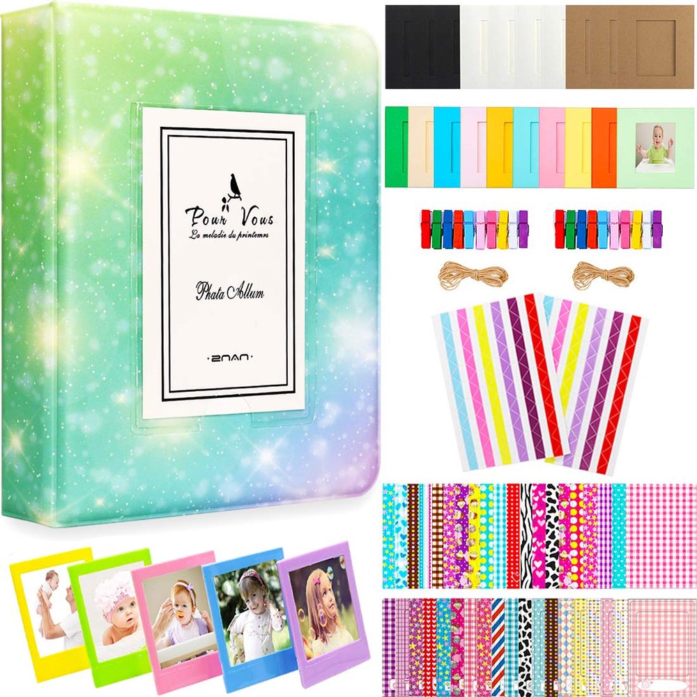 BigTrend 2x3 Inch Photo Paper Film Album Set for Fujifilm Instax Mini Camera, Polaroid Snap, Z2300, SocialMatic Instant Cameras & Zip Instant Printer (Galaxy-3, 64 Pockets)