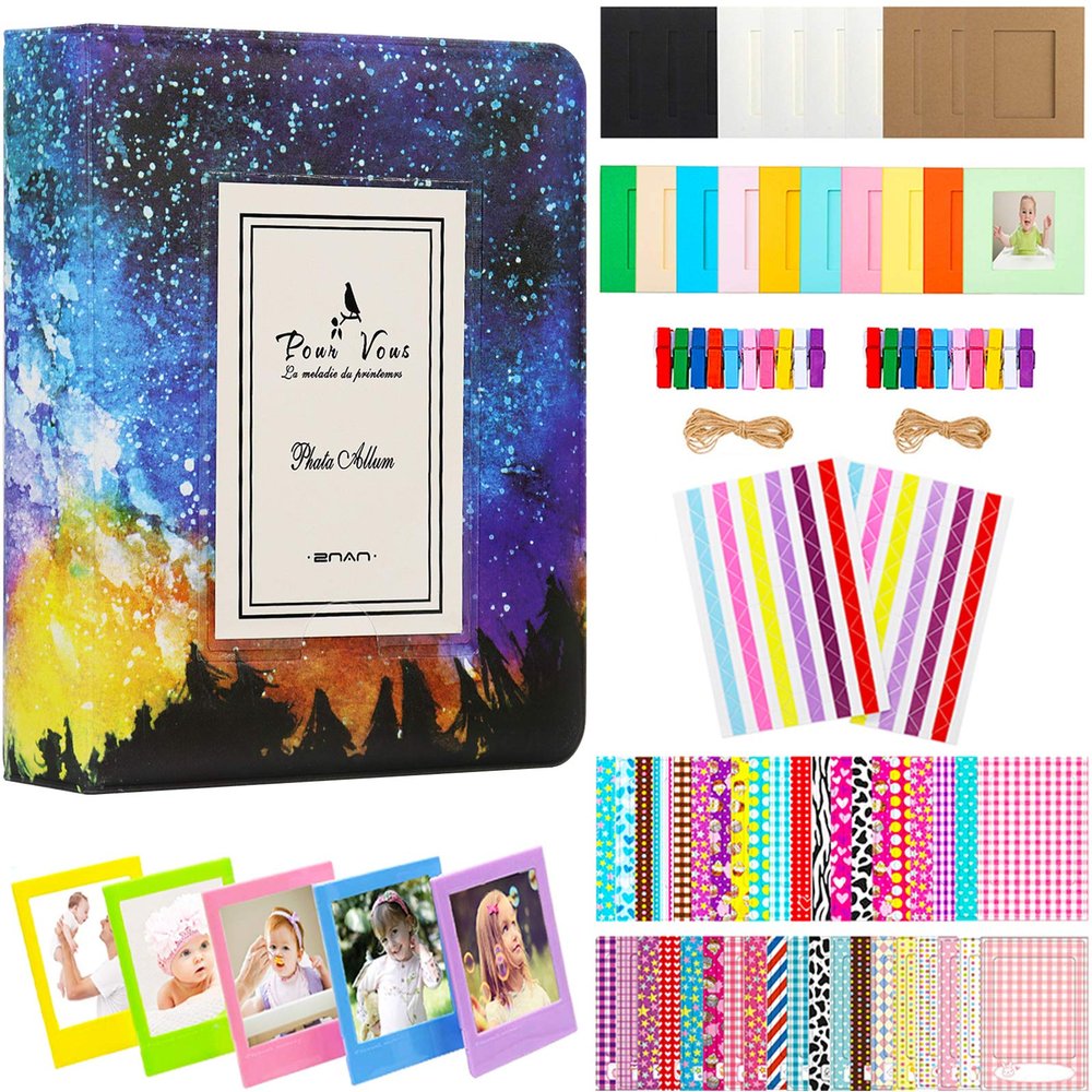 BigTrend 2x3 Inch Photo Paper Film Album Set for Fujifilm Instax Mini Camera, Polaroid Snap, Z2300, SocialMatic Instant Cameras & Zip Instant Printer (Galaxy-2, 64 Pockets)