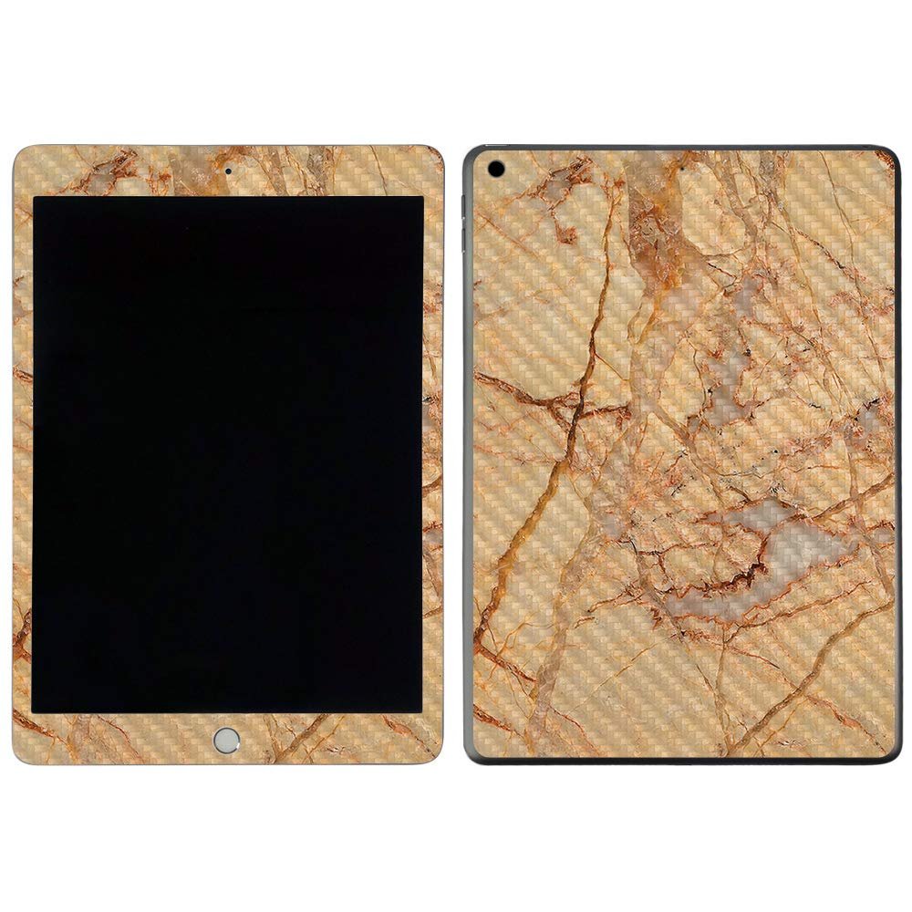 MightySkins Carbon Fiber Skin For Apple iPad 7th Gen. (10.2" 2019) - Black Gold Marble | Protective, Durable Textured Carbon Fiber Finish | Easy To Apply, Remove, and Change Styles | Made in the USA, Model Number: CF-APIP1019-Black Gold Marble