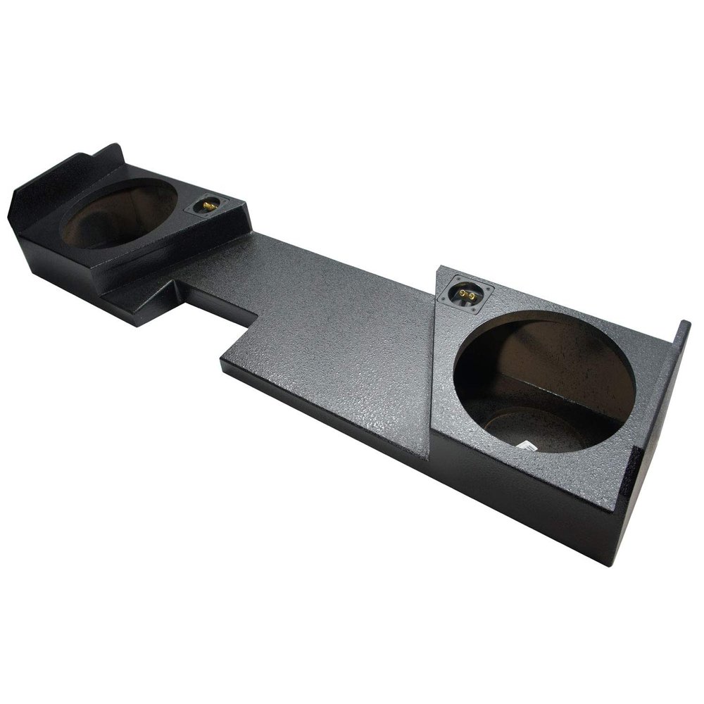 American Sound Connection Compatible with GMC Sierra 2014-2018 Double Cab Dual 12" Sub Box Enclosure - Rhino Coated