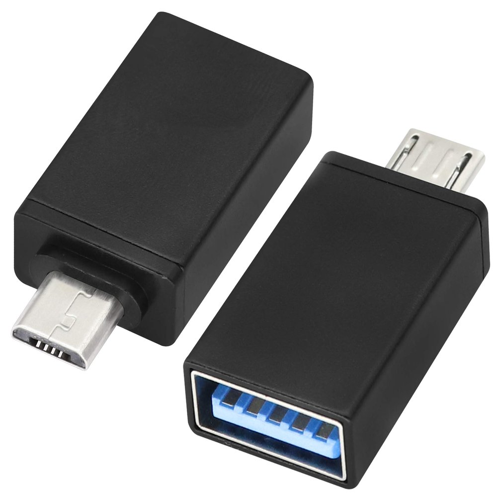 AAOTOKK OTG Micro USB Adapter, Aluminum Alloy Male to USB 2.0 A Female OTG (On The Go) Adapter for Android Smartphone Tablets and More USB Devices (2 Pack-Black)