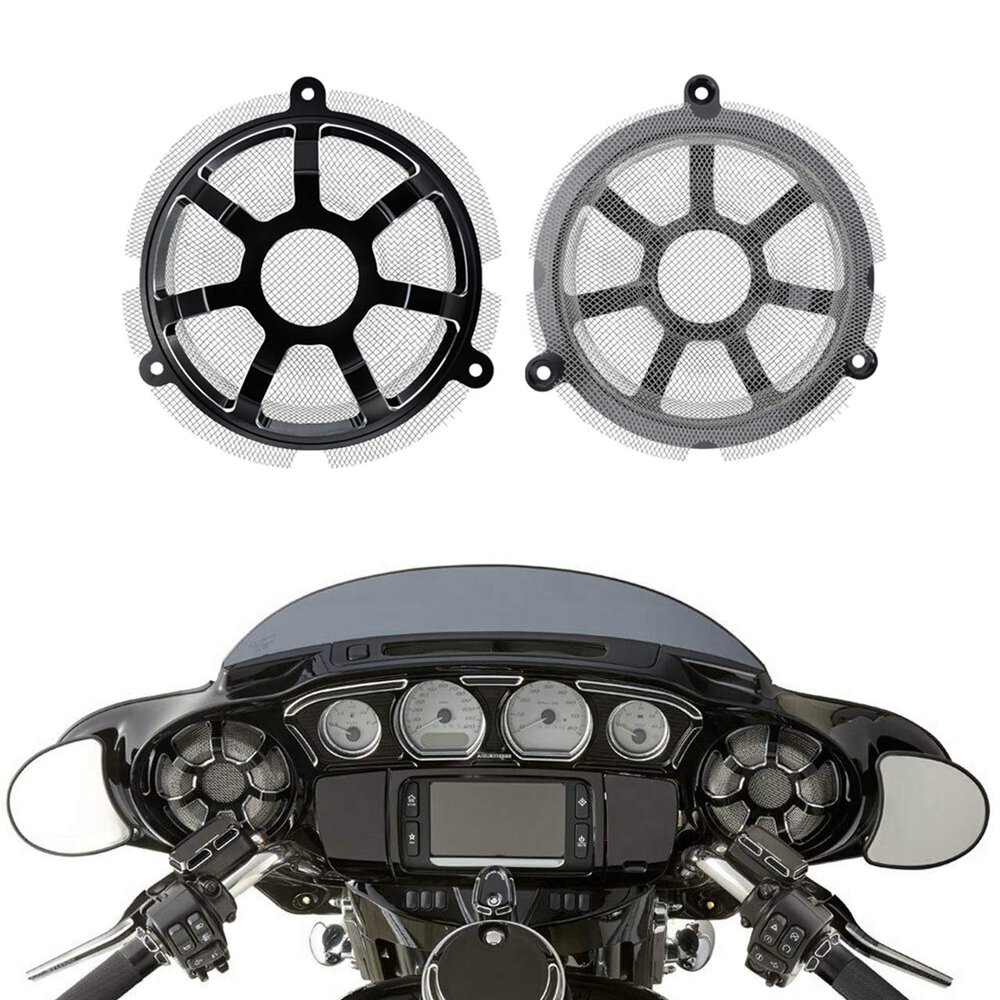 HDBUBALUS Motorbike Speaker Grill Masks Front Brust Trim Grill Cover Fit for Harley Touring Electra Glide Ultra Classic Street Glide FLHX CVO Black