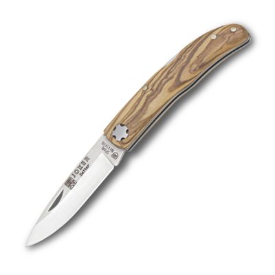 Joker Pocket Knife NO111, olive wood handle, rear lock, 2.56 inches MOVA steel blade, fishing tool, Hunting, camping and hiking.
