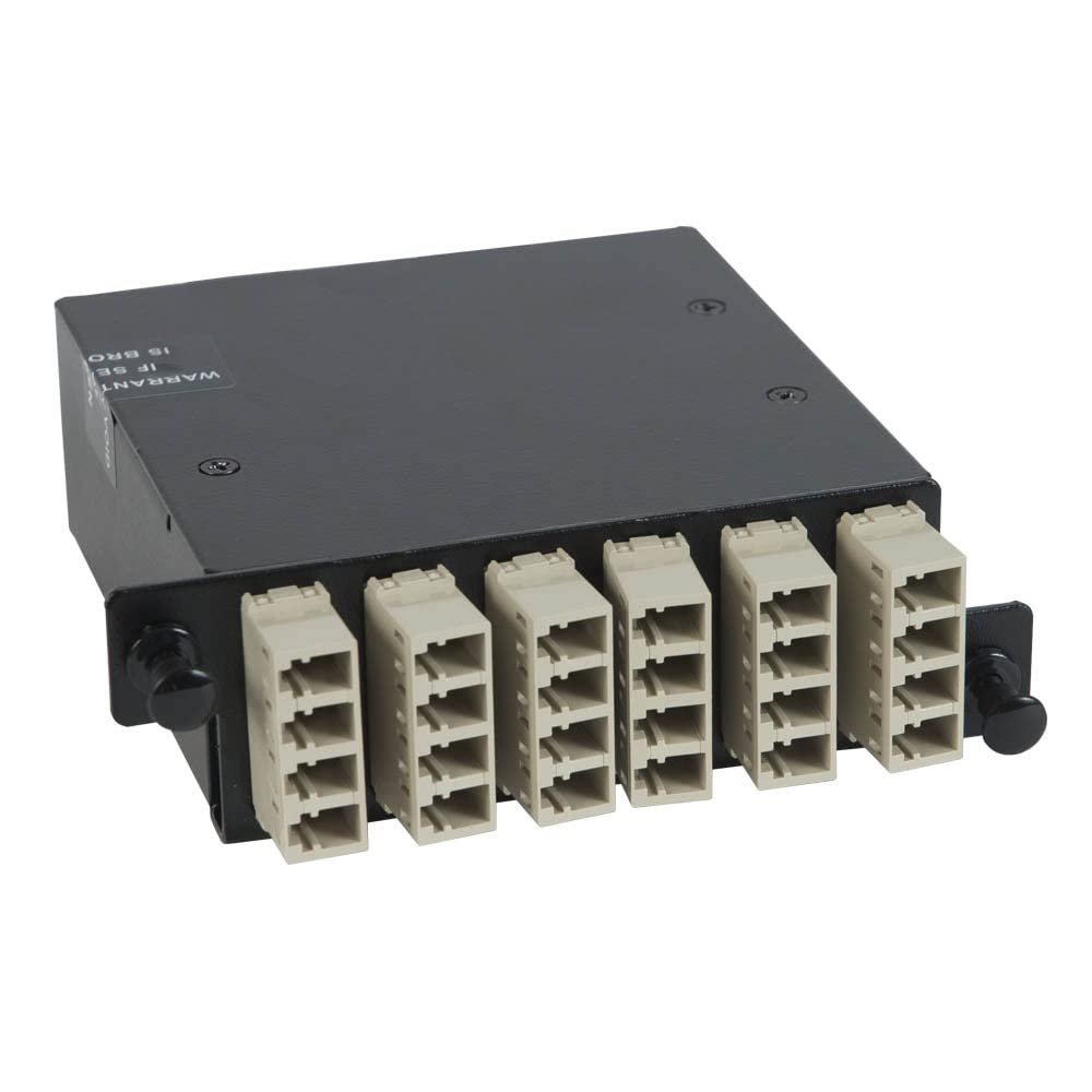 ICC LC MPO Fiber Optic Cassette, 24 Fiber OM1 Multimode, Beige LC Duplex Adapters, Staggered Push Pin Design Fiber Enclosures and Patch Panels