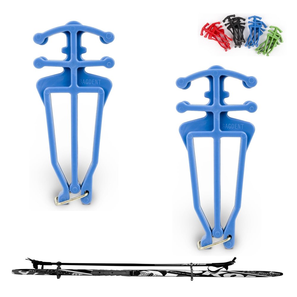 Bagdent Cross Country Skis and Poles Holder 1 Pair, Universal Nordic Ski Pole Carrier (Blue)