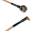 0.5 feet RG316 F Male to MC Card Male Angle RF Pigtail Coaxial Cable view 1