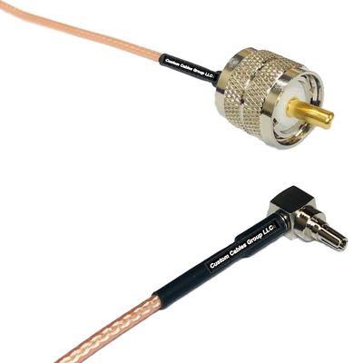 0.5 feet RG316 PL259 UHF Male to CRC9 Male Angle RF Pigtail Coaxial Cable