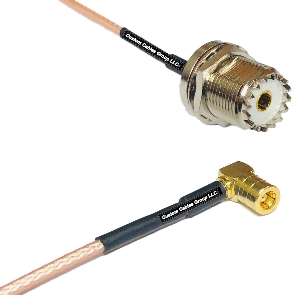 0.5 feet RG316 UHF Female Bulkhead to SMB Female Angle RF Pigtail Coaxial Cable