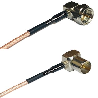 0.5 feet RG316 F Male Angle to DVB Pal Male Angle RF Pigtail Coaxial Cable