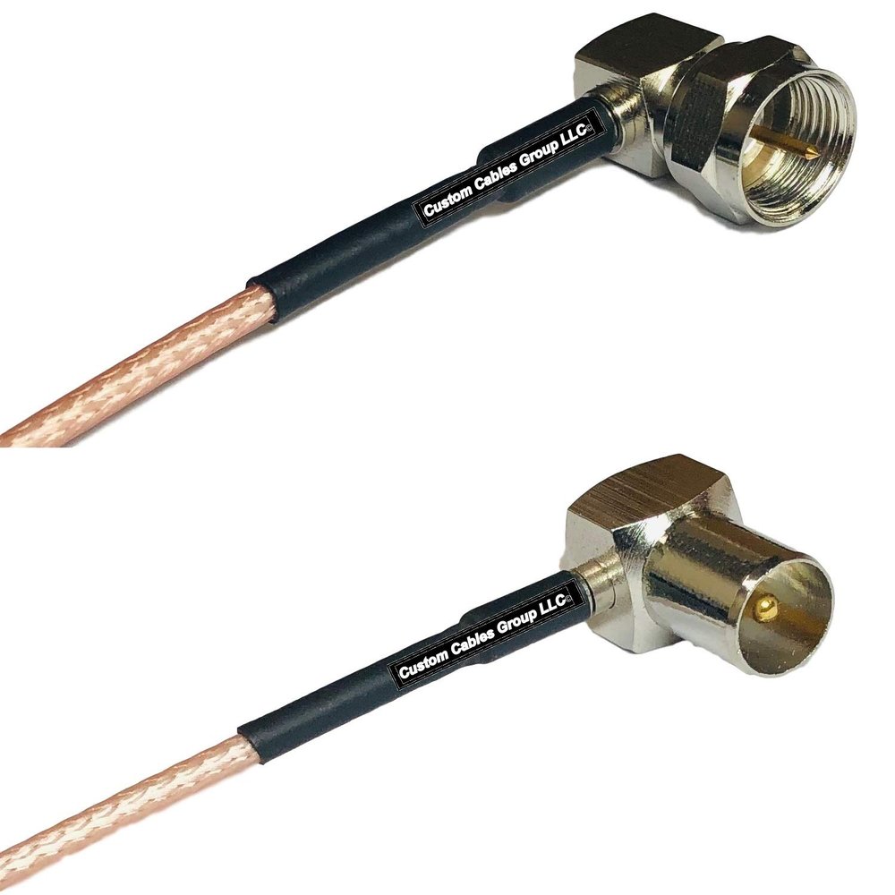 0.5 feet RG316 F Male Angle to DVB Pal Male Angle RF Pigtail Coaxial Cable