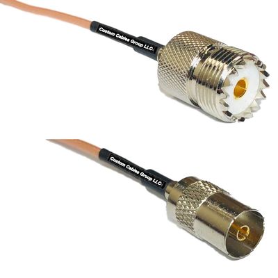 0.5 feet RG316 SO239 UHF Female to DVB TV Pal Female RF Pigtail Coaxial Cable