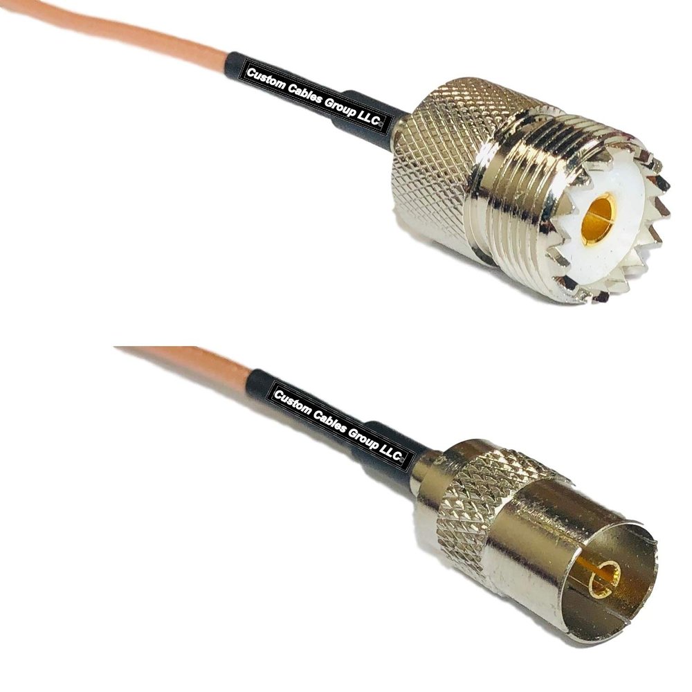0.5 feet RG316 SO239 UHF Female to DVB TV Pal Female RF Pigtail Coaxial Cable