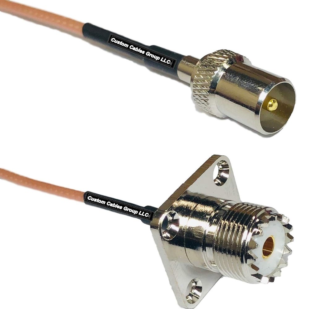 0.5 feet RG316 DVB TV Pal Male to UHF Female Flange RF Pigtail Coaxial Cable