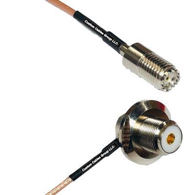 1 feet RG316 Mini UHF Female to UHF Female Angle Bulkhead RF Pigtail Coaxial Cable