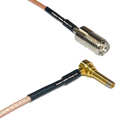 0.5 feet RG316 Mini UHF Female to MS156 Male Angle Long RF Pigtail Coaxial Cable