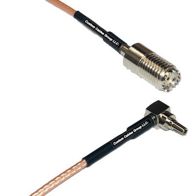 1 feet RG316 Mini UHF Female to CRC9 Male Angle RF Pigtail Coaxial Cable