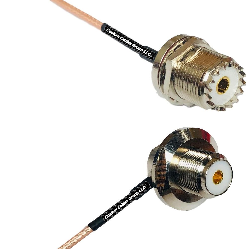 0.5 feet RG316 UHF Female Bulkhead to UHF Female Angle Bulkhead RF Pigtail Coaxial Cable