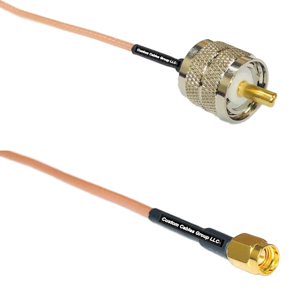 0.5 feet RG316 PL259 UHF Male to SSMA Male RF Pigtail Coaxial Cable