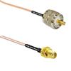 0.5 feet RG316 PL259 UHF Male to SSMA Female RF Pigtail Coaxial Cable view 1