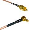 0.5 feet RG316 RCA Male to SMB Male Angle RF Pigtail Coaxial Cable view 1
