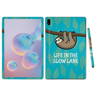 MightySkins Carbon Fiber Skin For Samsung Galaxy Tab S6 10.5" - Slow Sloth | Protective, Durable Textured Carbon Fiber Finish | Easy To Apply, Remove, and Change Styles | Made in the USA (CF-SAGTAS6-Slow Sloth)