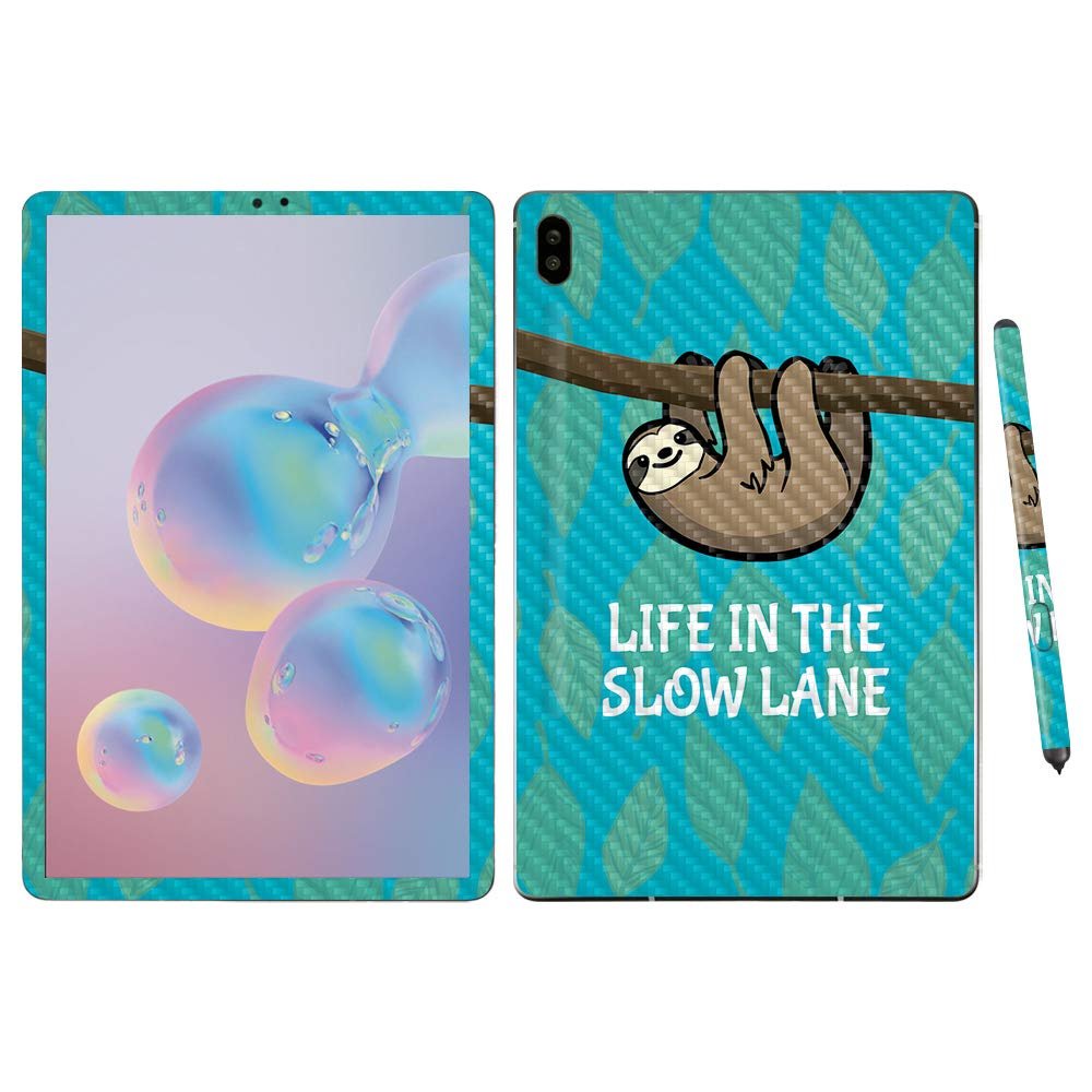 MightySkins Carbon Fiber Skin For Samsung Galaxy Tab S6 10.5" - Slow Sloth | Protective, Durable Textured Carbon Fiber Finish | Easy To Apply, Remove, and Change Styles | Made in the USA (CF-SAGTAS6-Slow Sloth)