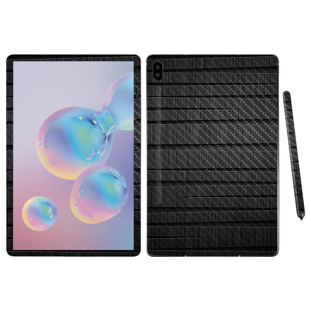 MightySkins Carbon Fiber Skin For Samsung Galaxy Tab S6 10.5" - Carved Wood | Protective, Durable Textured Carbon Fiber Finish | Easy To Apply, Remove, and Change Styles | Made in the USA (CF-SAGTAS6-Carved Wood)