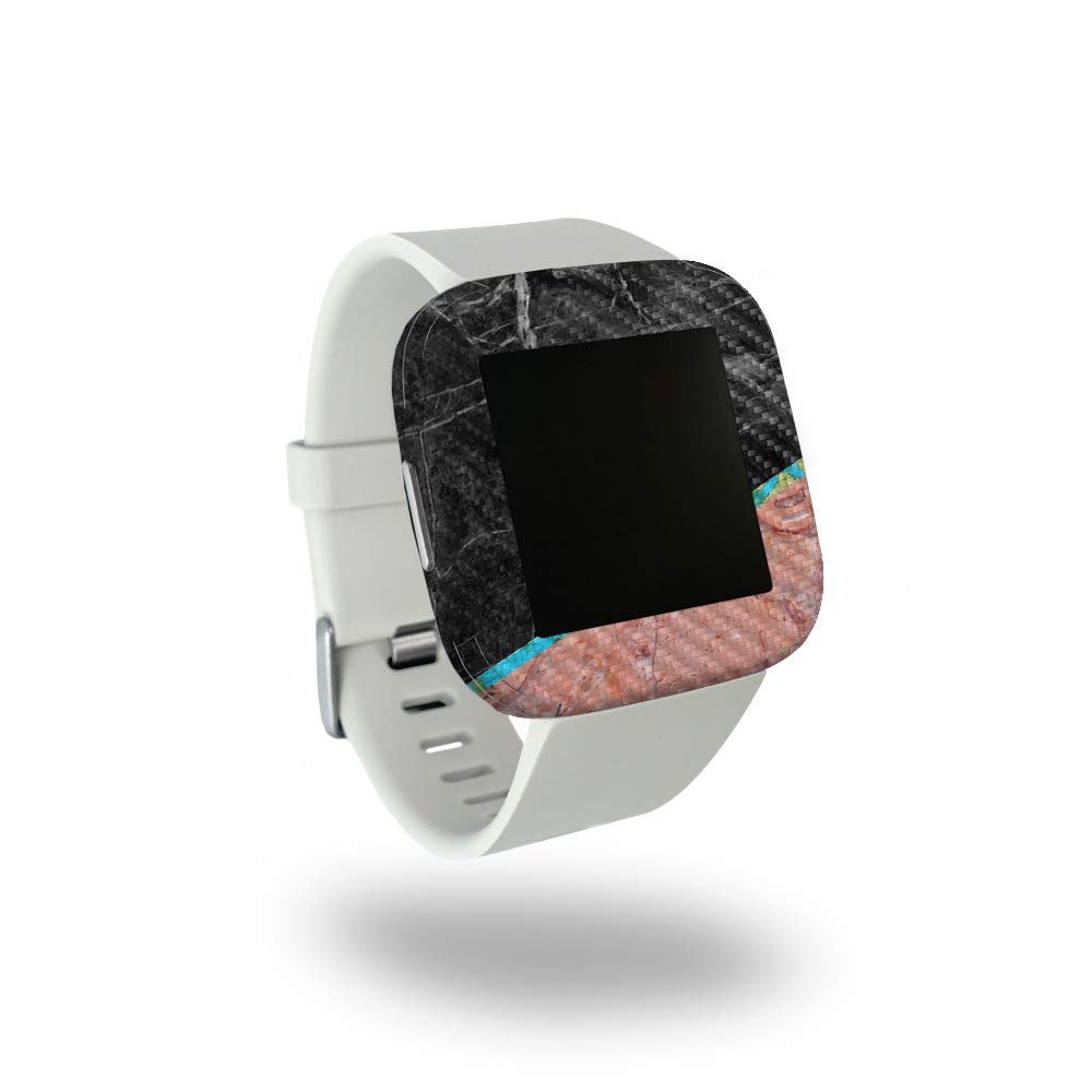 MightySkins Carbon Fiber Skin for Fitbit Versa 2 - Cut Marble | Protective, Durable Textured Carbon Fiber Finish | Easy to Apply, Remove, and Change Styles | Made in The USA