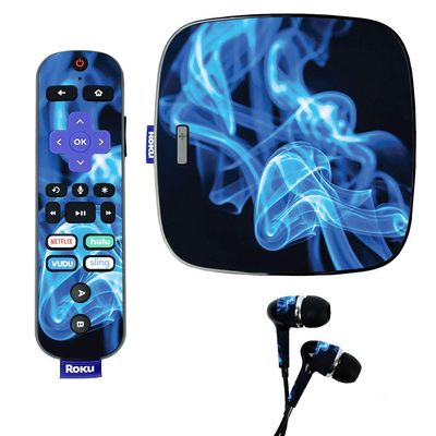 MightySkins Skin for Roku Ultra - Blue Flames | Protective, Durable, and Unique Vinyl Decal wrap Cover | Easy to Apply, Remove, and Change Styles | Made in The USA